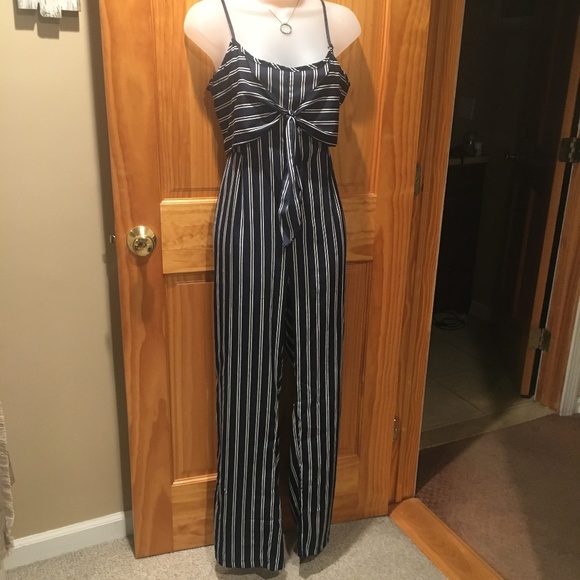 Pants - Striped Navy Jumpsuit